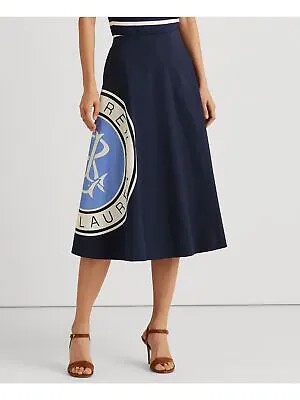RALPH LAUREN Женская темно-синяя юбка трапециевидной формы ниже колена на молнии с логотипом 8