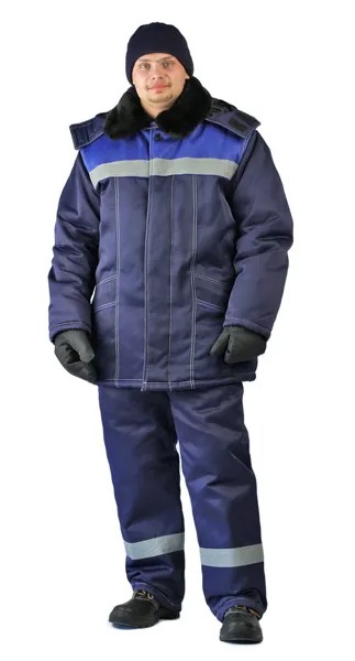 Костюм рабочий мужской Ursus ВЬЮГА темно-синий; василек 48-50 RU, 170-176 см