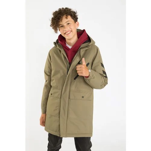 Куртка Reporter Young, демисезон/зима, удлиненная, капюшон, карманы, подкладка, размер 164, зеленый