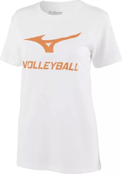 Женская футболка с рисунком Mizuno для волейбола, белый/оранжевый