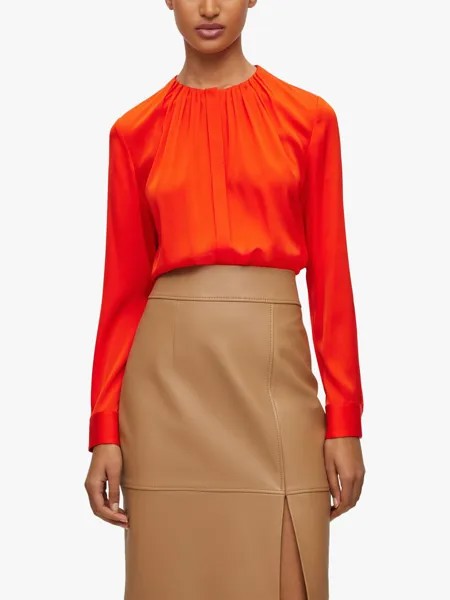 Шелковая блузка Banorah HUGO BOSS, ярко оранжевый