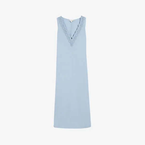 Тканое платье-комбинация Laurez с кружевной отделкой Ted Baker, синий