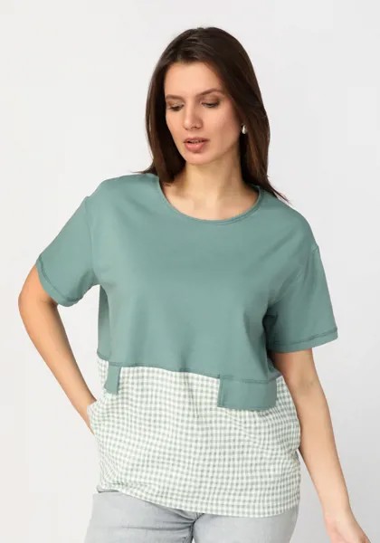 Блуза комбинированная из разных тканей