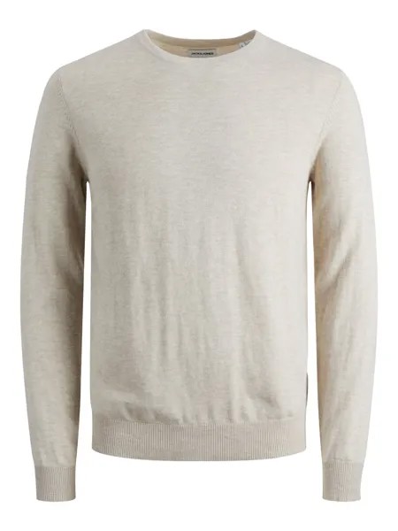 Лонгслив Jack & Jones Dünner Langarm Strickpullover Rundhals Basic Sweater JJEEMIL, светло серый