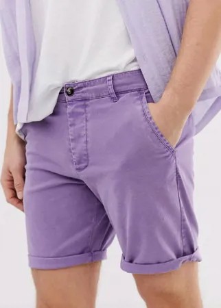 Сиреневые выбеленные шорты чиносы узкого кроя ASOS DESIGN-Фиолетовый