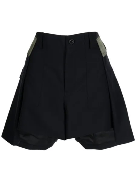 Sacai шорты со вставками, синий