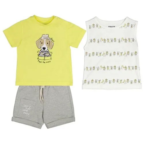 Комплект одежды  Mayoral для мальчиков, майка и шорты и футболка, повседневный стиль, размер 80, мультиколор