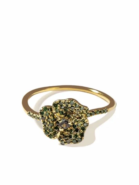 AS29 кольцо Bloom из желтого золота с бриллиантами и сапфирами