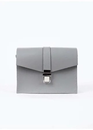 Женская кожаная поясная сумка серая A009 grey mini grain Divalli