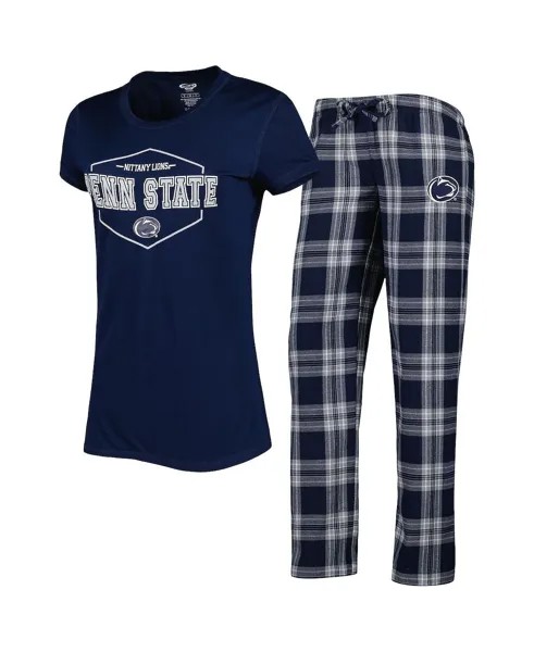 Женский темно-синий, серая футболка Penn State Nittany Lions Badge и фланелевые брюки для сна Concepts Sport