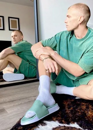 Зеленые домашние шлепанцы с подкладкой ASOS DESIGN-Зеленый