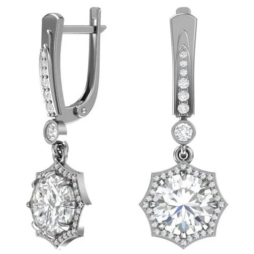 Серебряные серьги с бесцветными фианитами 2100988-00775