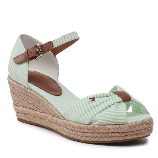 Эспадрильи Tommy Hilfiger HighWedge Seersucker, зеленый
