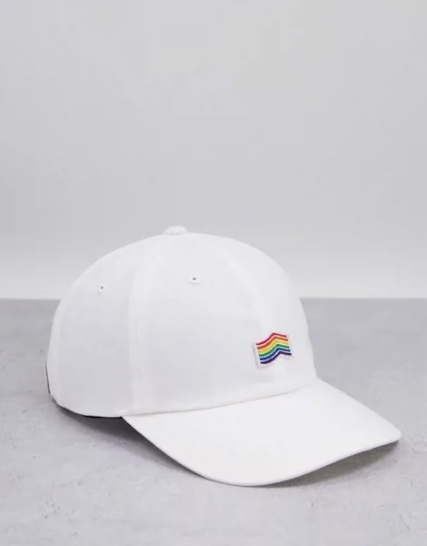 Белая «жокейская» кепка с изогнутым козырьком Vans Pride-Белый