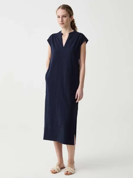 Длинное платье с V-образным вырезом Ovs, цвет navy blue