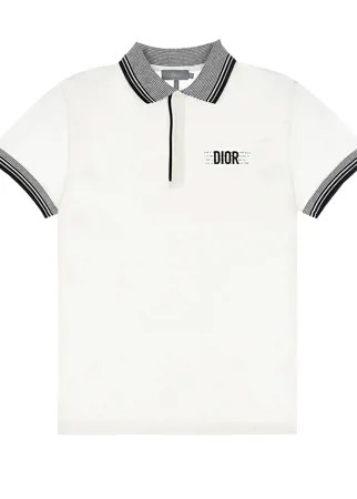 Футболка-поло с черно-белыми полосками Dior детская