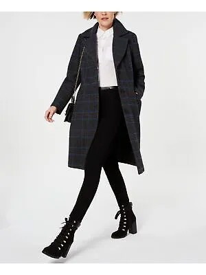 KENNETH COLE NEW YORK Женская серая клетчатая зимняя куртка на пуговицах Пальто XS