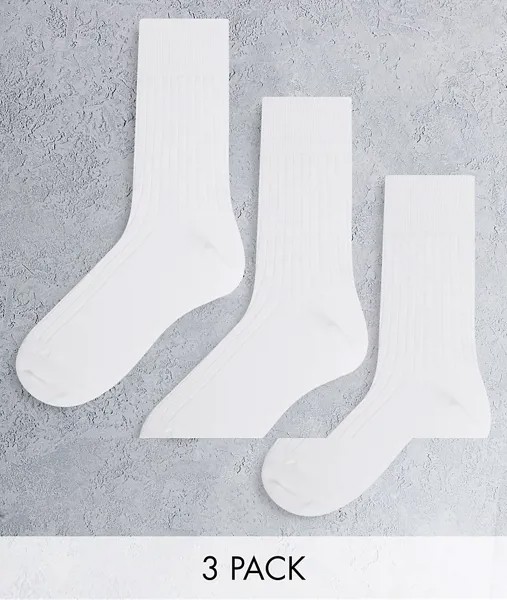 Набор из 3 пар белых носков в рубчик Weekday Selma-Белый