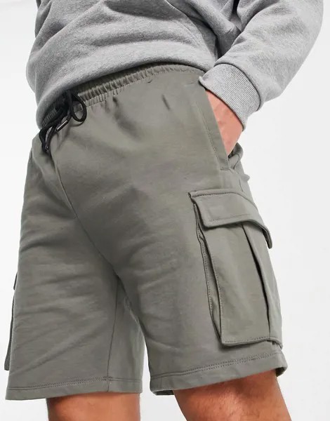 Трикотажные шорты с карманами в утилитарном стиле ASOS 4505-Зеленый цвет