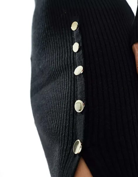 Черное трикотажное мини-платье с длинными рукавами и высоким воротником Vero Moda