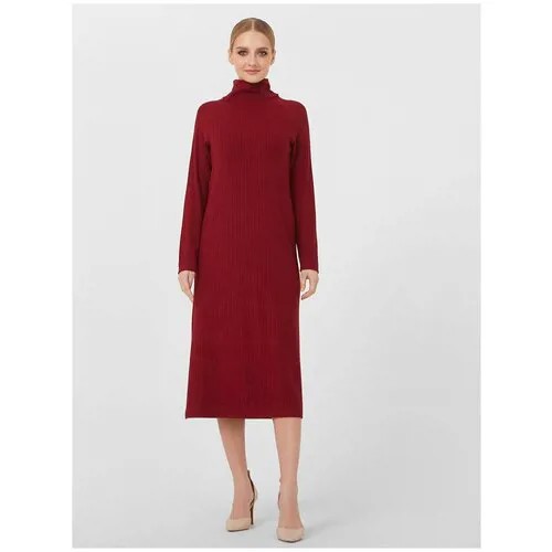 Платье-свитер Lo, повседневное, полуприлегающее, миди, карманы, размер 46, бордовый