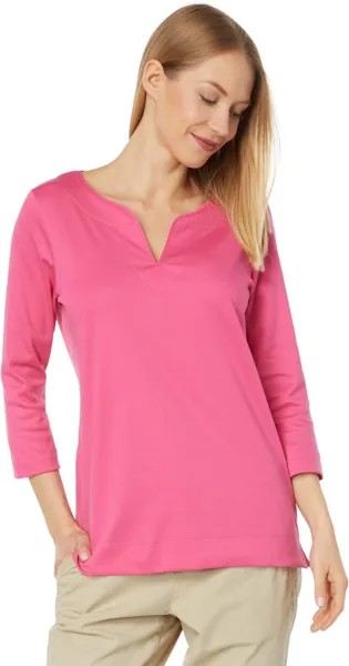 Туника Pima Tops с разрезом, рукав 3/4 L.L.Bean, цвет Azalea