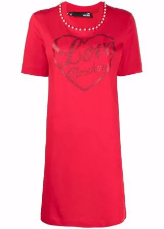 Love Moschino платье-футболка с искусственным жемчугом