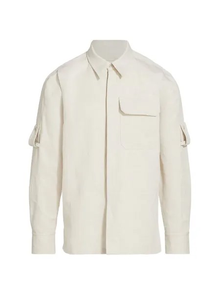 Рубашка с пуговицами спереди из смеси хлопка и льна Helmut Lang