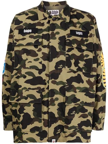 A BATHING APE® camouflage-print shark shirt jacket