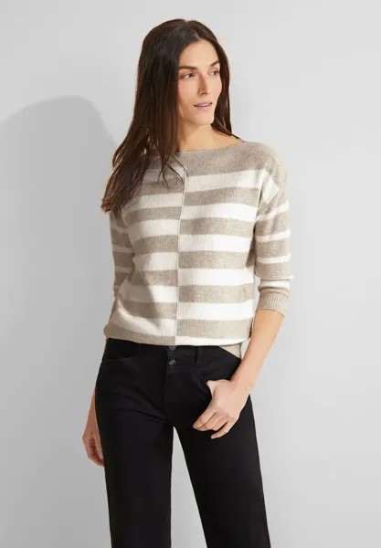 Свитер STREET ONE с круглым вырезом и рукавами 3/4, цвет Spring Sand Melange