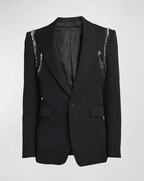 Мужская шерстяная спортивная куртка с кристаллами Alexander McQueen, цвет Black
