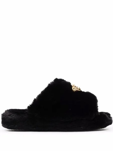 Versace слиперы Icon из искусственного меха, черный