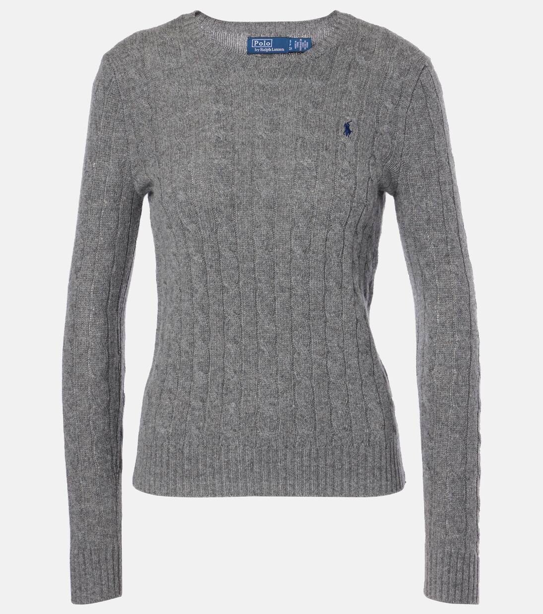 Свитер Джулианна из шерсти и кашемира, связанный косами Polo Ralph Lauren, цвет battalion grey heather