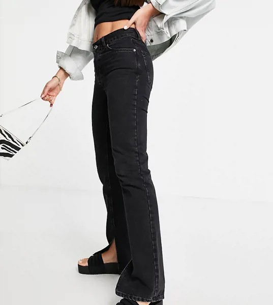 Выбеленные черные джинсы прямого кроя из органического хлопка с классической талией в стиле 90-х с разрезом по нижней кромке ASOS DESIGN Tall-Черный цвет