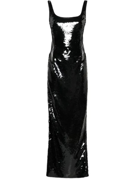 Alberta Ferretti платье макси с пайетками, черный