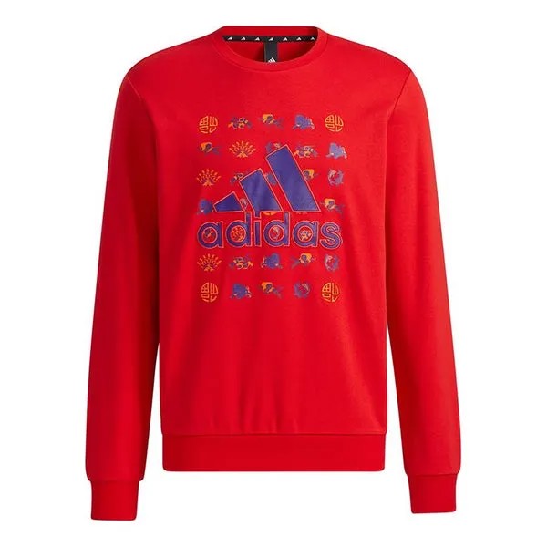 Толстовка Men's adidas Cny Gfx Swt Un Logo Printing Round Neck Pullover Sports Red, красный