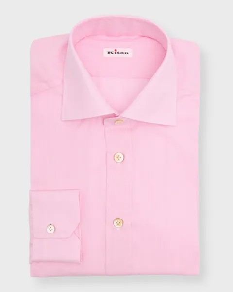 Мужская хлопковая спортивная рубашка в микрополоску Kiton, цвет Pink