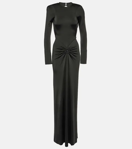Платье макси из джерси со сборками Victoria Beckham, черный