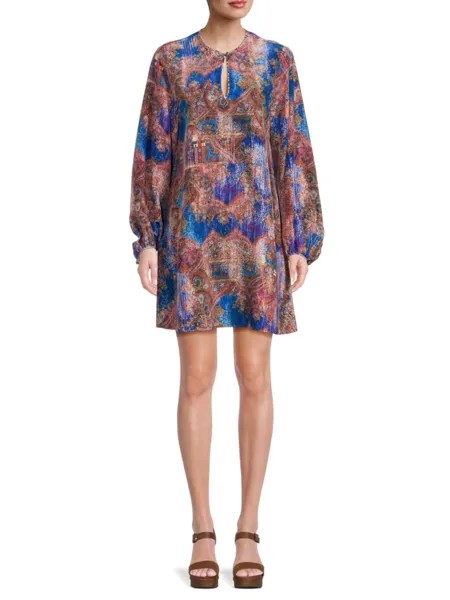 Платье прямого кроя Giselle из смесового шелка с узором пейсли Robert Graham, цвет Blue Multi