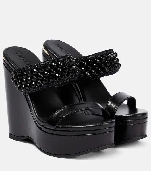 Кожаные сандалии Amoure Wedge 130 Jimmy Choo, черный