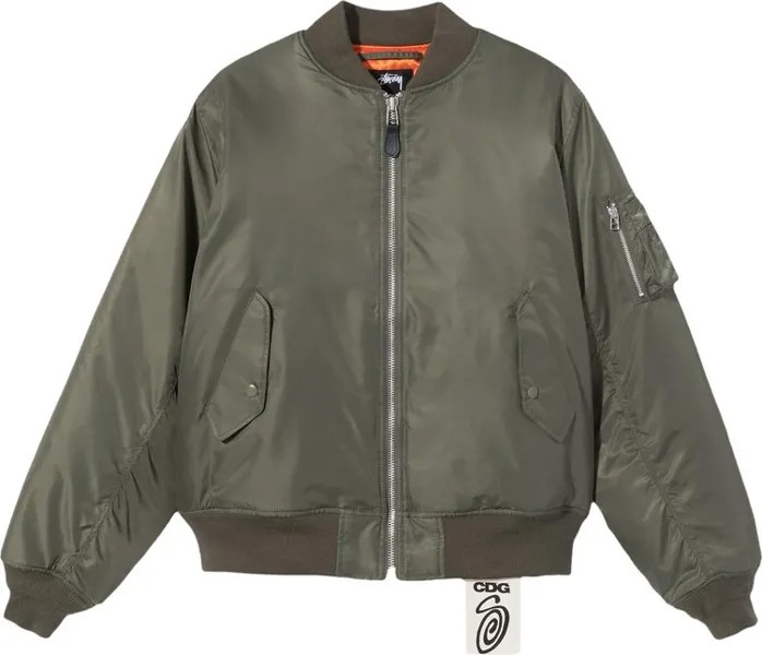 Куртка Stussy x Comme des Garçons MA-1 Jacket 'Olive', зеленый