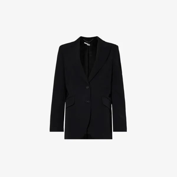 Однобортный пиджак из эластичной шерсти с мягкими плечами Stella Mccartney, черный