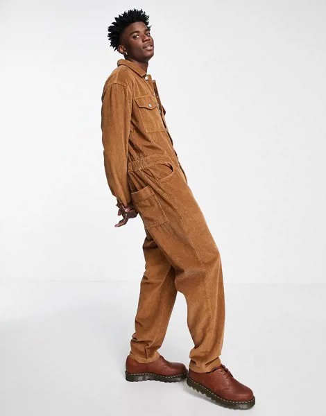 Коричневый вельветовый комбинезон ASOS DESIGN-Коричневый цвет