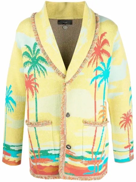 Alanui intarsia pattern fringed cardigan