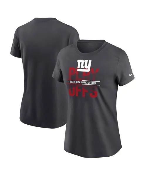 Женская антрацитовая футболка New York Giants 2022 NFL Playoffs Nike