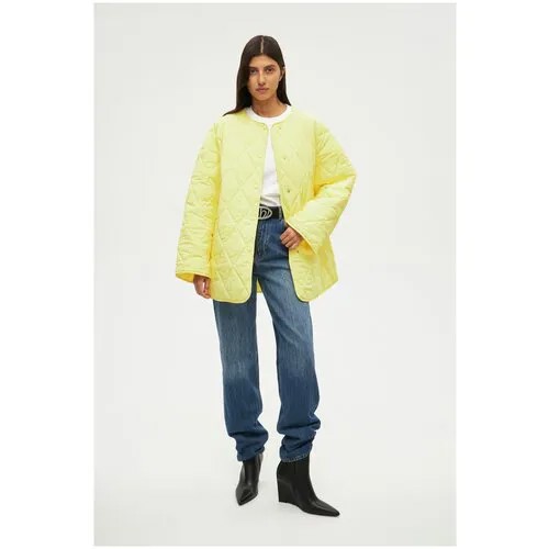 Куртка  SHI-SHI демисезонная, силуэт трапеция, капюшон, размер 46, желтый