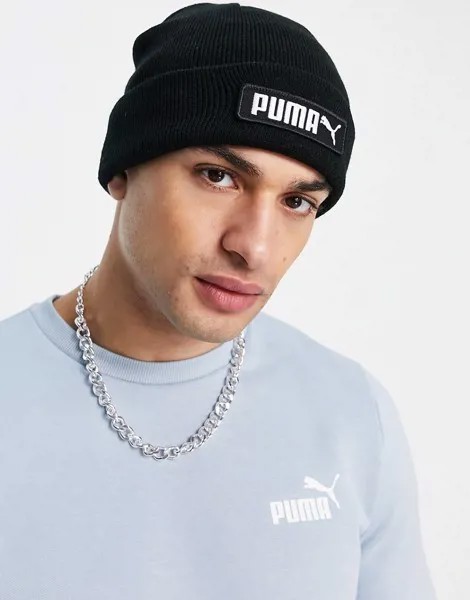 Черная шапка-бини с логотипом Puma-Черный цвет