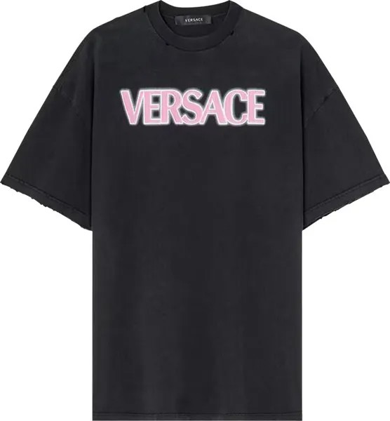 Футболка Versace Logo Print T-Shirt 'Black/Fuchsia', черный