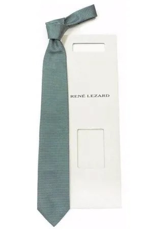 Шелковый галстук в поперечную зеленую полоску Rene Lezard 822627