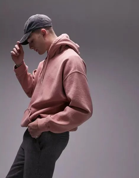 Худи Topman розового цвета в винтажном стиле